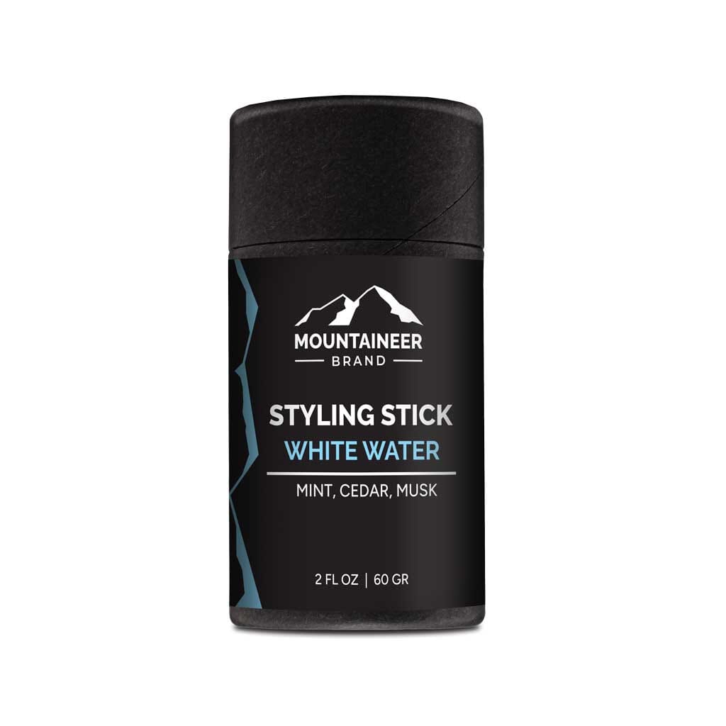 All natural Mountaineer Brand Products styling stick white deodorant for mens care, with 9 scents available.