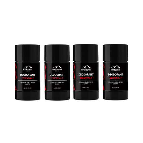 Three Mountaineer Brand Products Natural Deodorant 4-Packs on a white background.