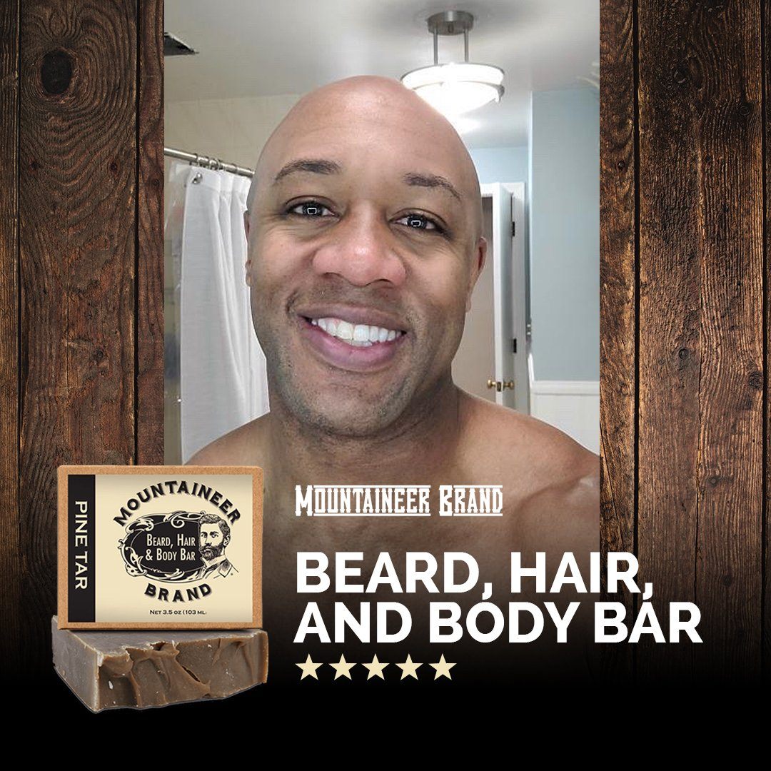 Mountaineer Brand Products' Beard Hair and Body Bar - available in 9 scents - is made with organic and all-natural ingredients, ensuring no chemicals are used.